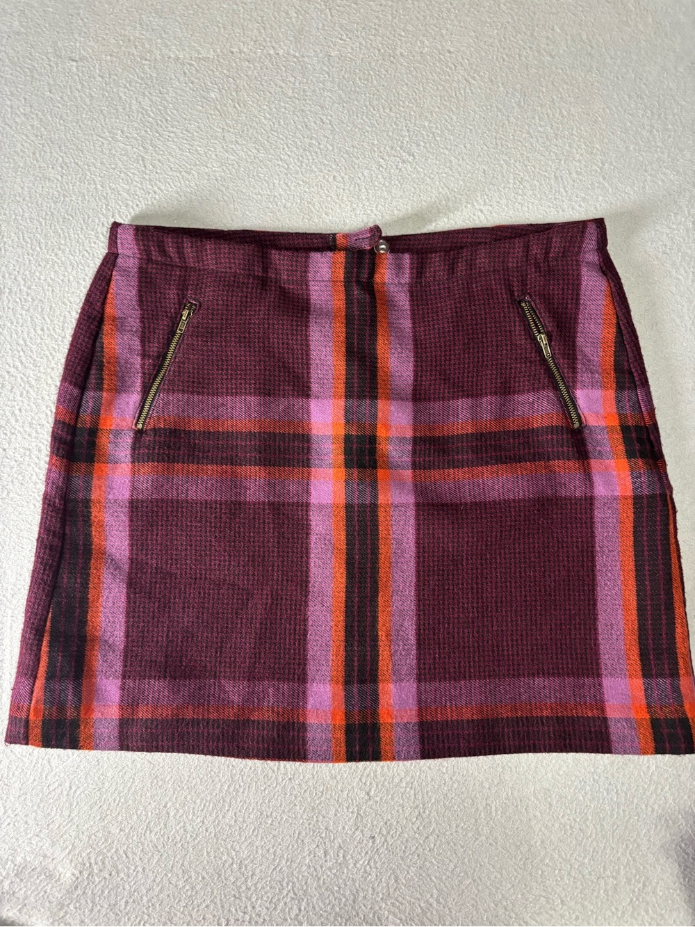 STYLUS Purple Plaid Mini Skirt with Zipper Pockets